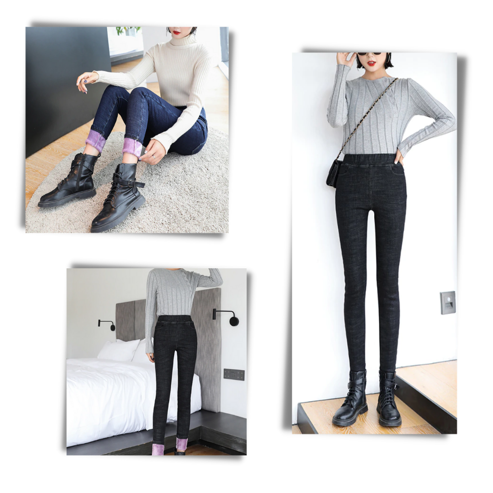 Jeggings med termisk fleece för kvinnor - Ozerty
