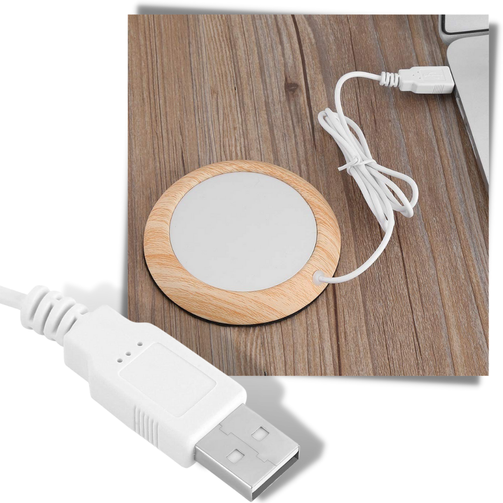 Elektrisk USB koppvärmare i trä - Ozerty