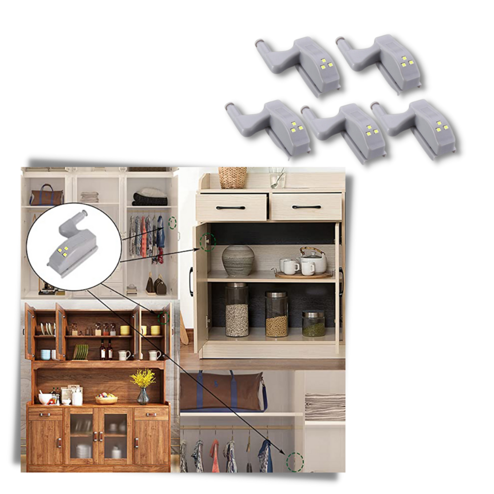 Paket med 3 LED-lampor för gångjärn - Ozerty