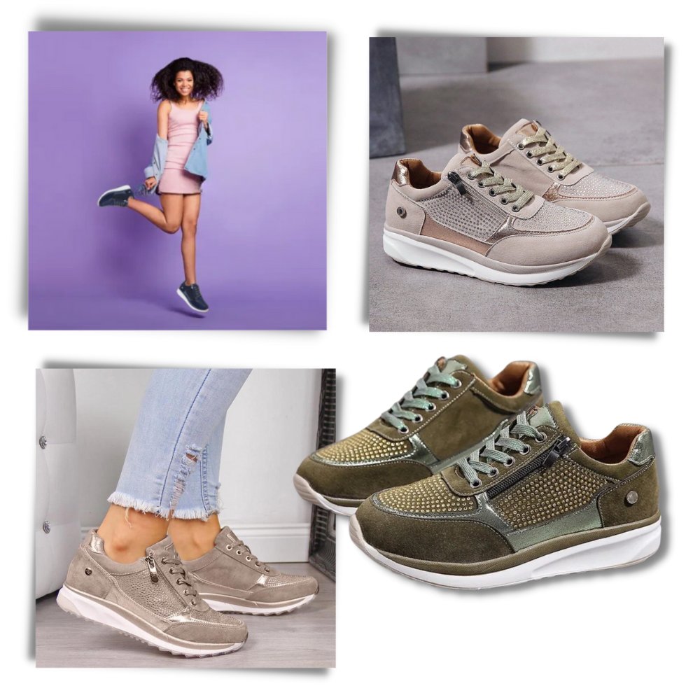 Wedge-sneakers med strass - Ozerty