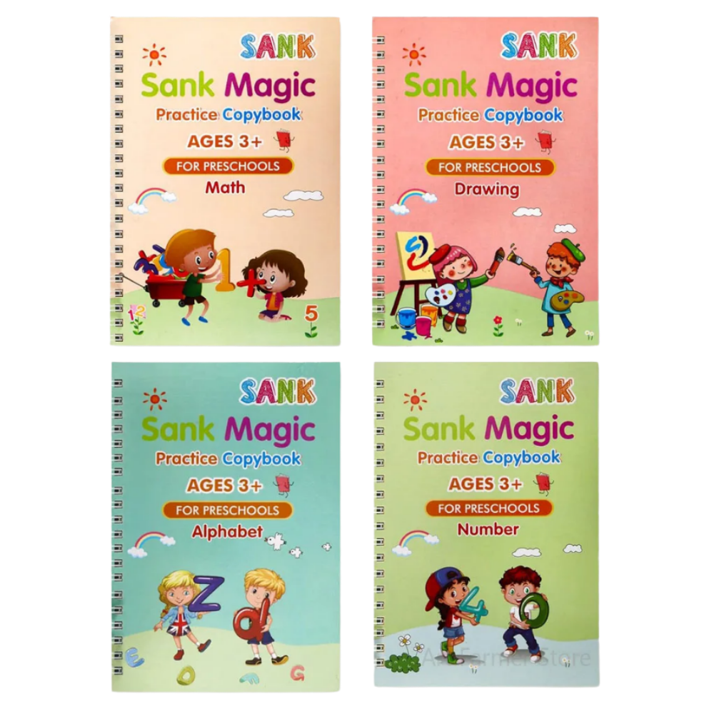 Skriv och torka övningsböcker -4 engelska böcker - Ozerty