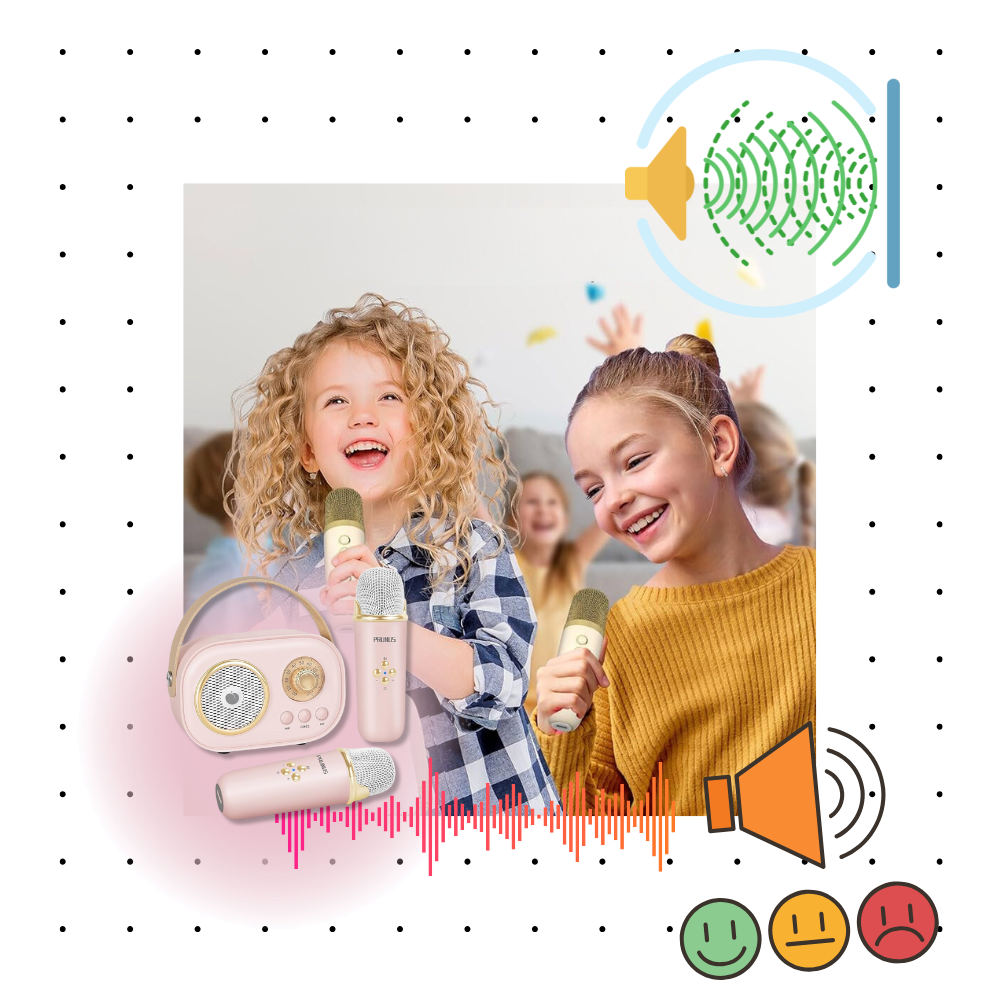 Bluetooth Mini Karaoke med dubbla mikrofoner för barn - Ozerty