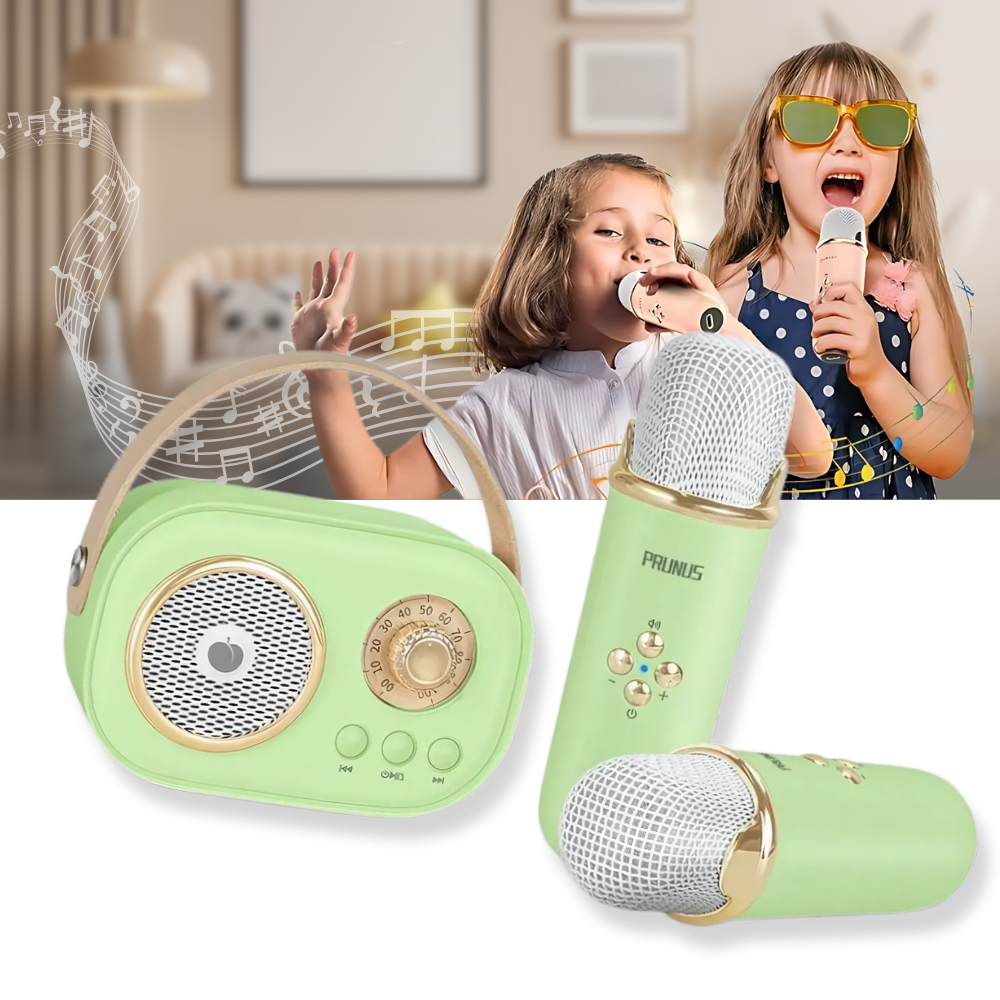 Bluetooth Mini Karaoke med dubbla mikrofoner för barn - Ozerty