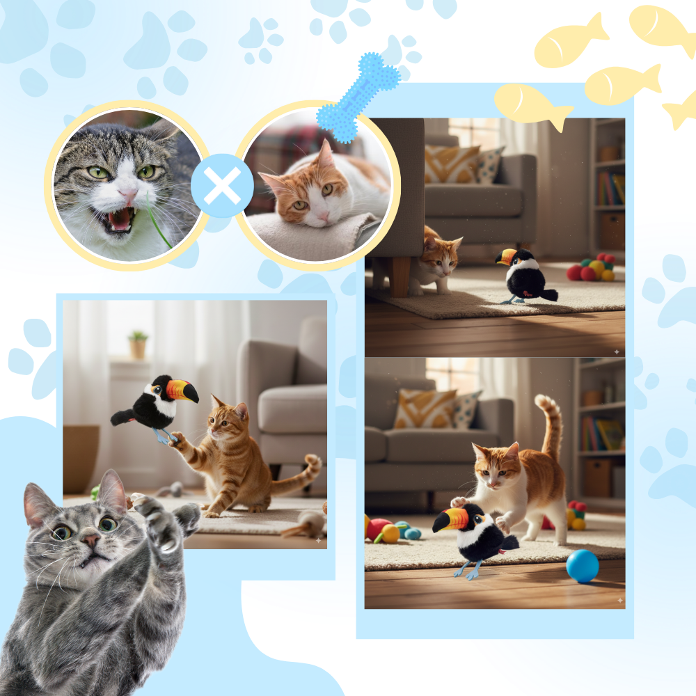 Realistisk interaktiv fågelleksak till katt - Ozerty