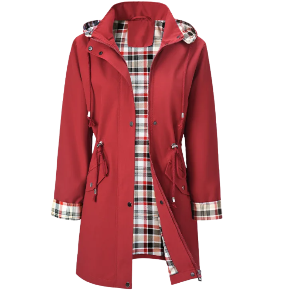 Chic Vattentät Trenchcoat -Röd - Ozerty