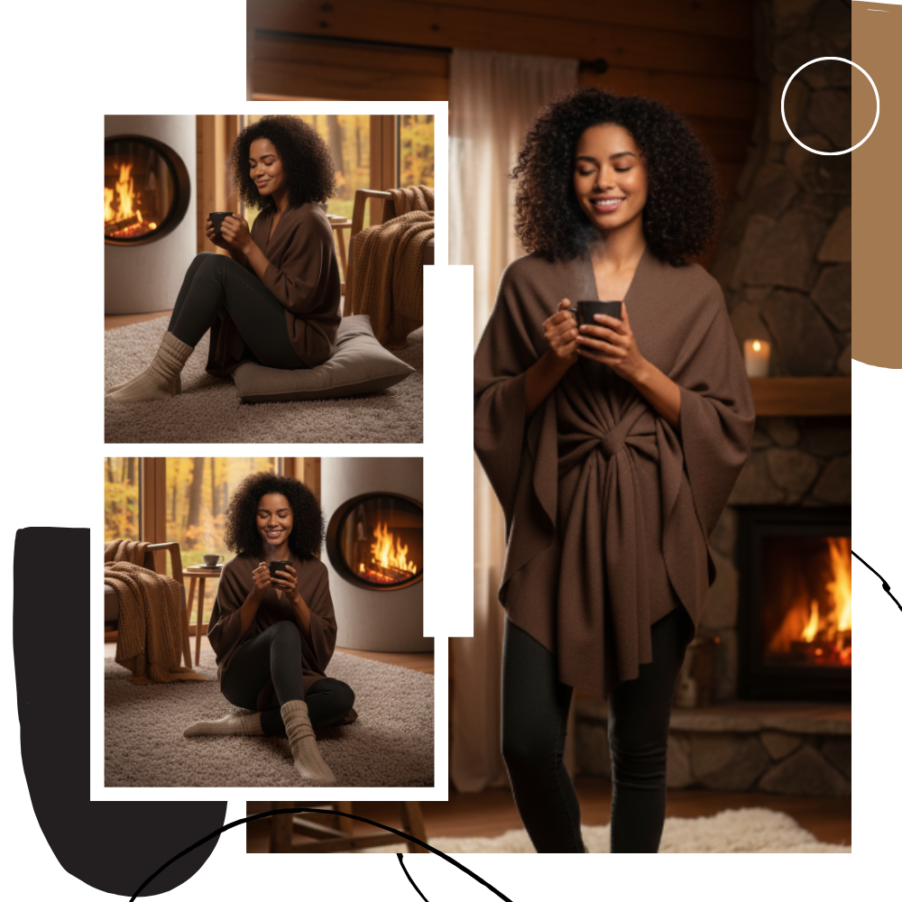 Chic stickad poncho för kvinnor - Ozerty