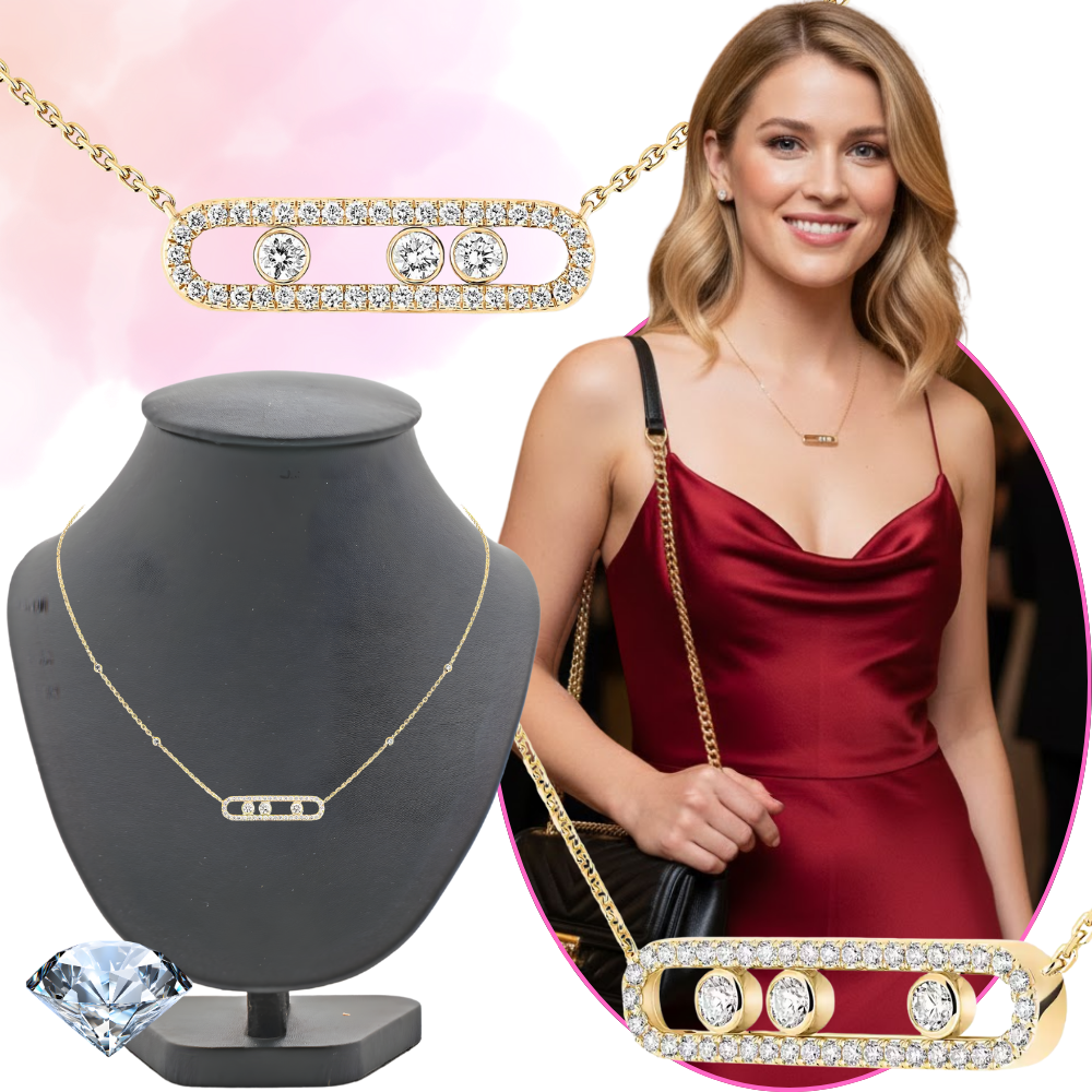 Klassiskt halsband med tre stenar - Ozerty