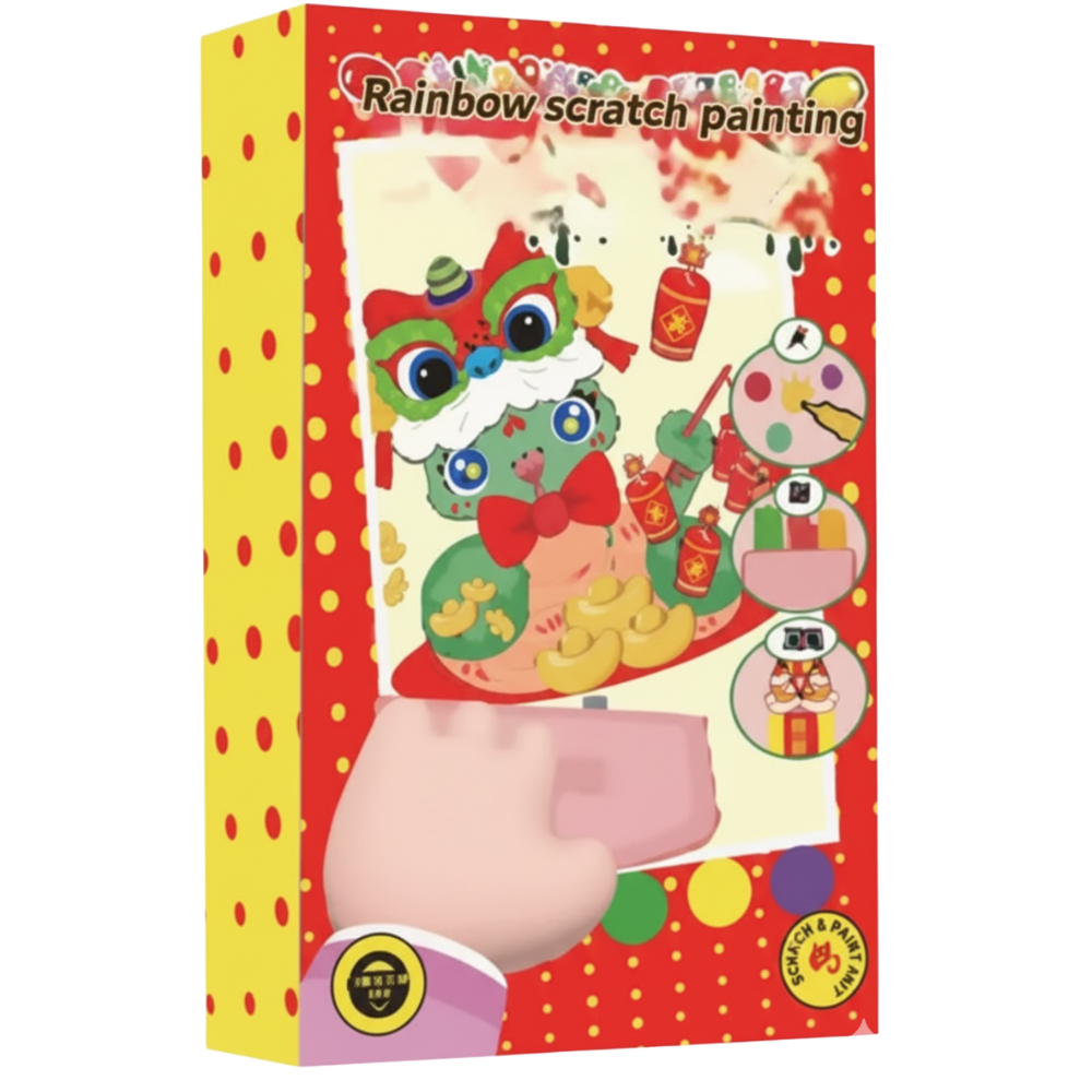 Färgglatt skrapkonstmålningskit -Röd - Ozerty