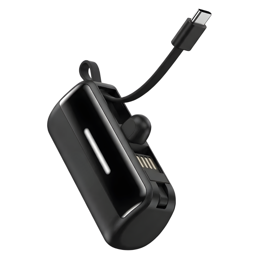 Effektiv och pålitlig mini-powerbank med stativ -Svart - Ozerty