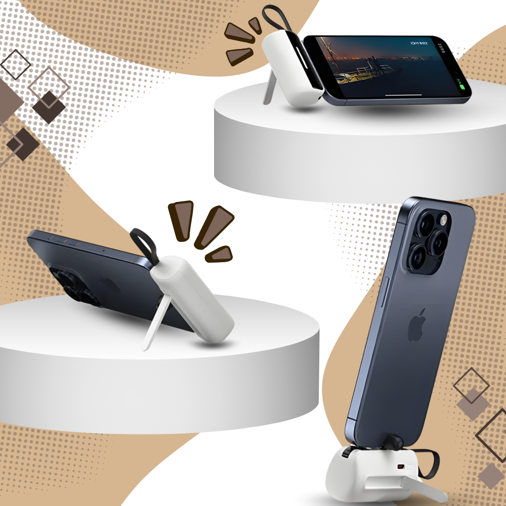 Effektiv och pålitlig mini-powerbank med stativ - Ozerty