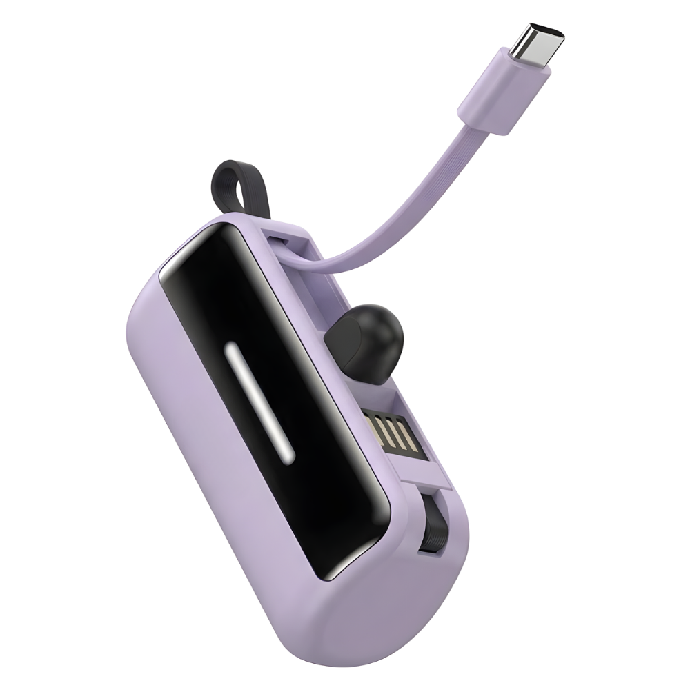 Effektiv och pålitlig mini-powerbank med stativ -Lila - Ozerty
