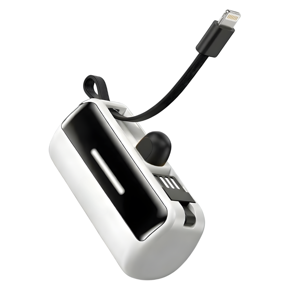Effektiv och pålitlig mini-powerbank med stativ -Vit - Ozerty