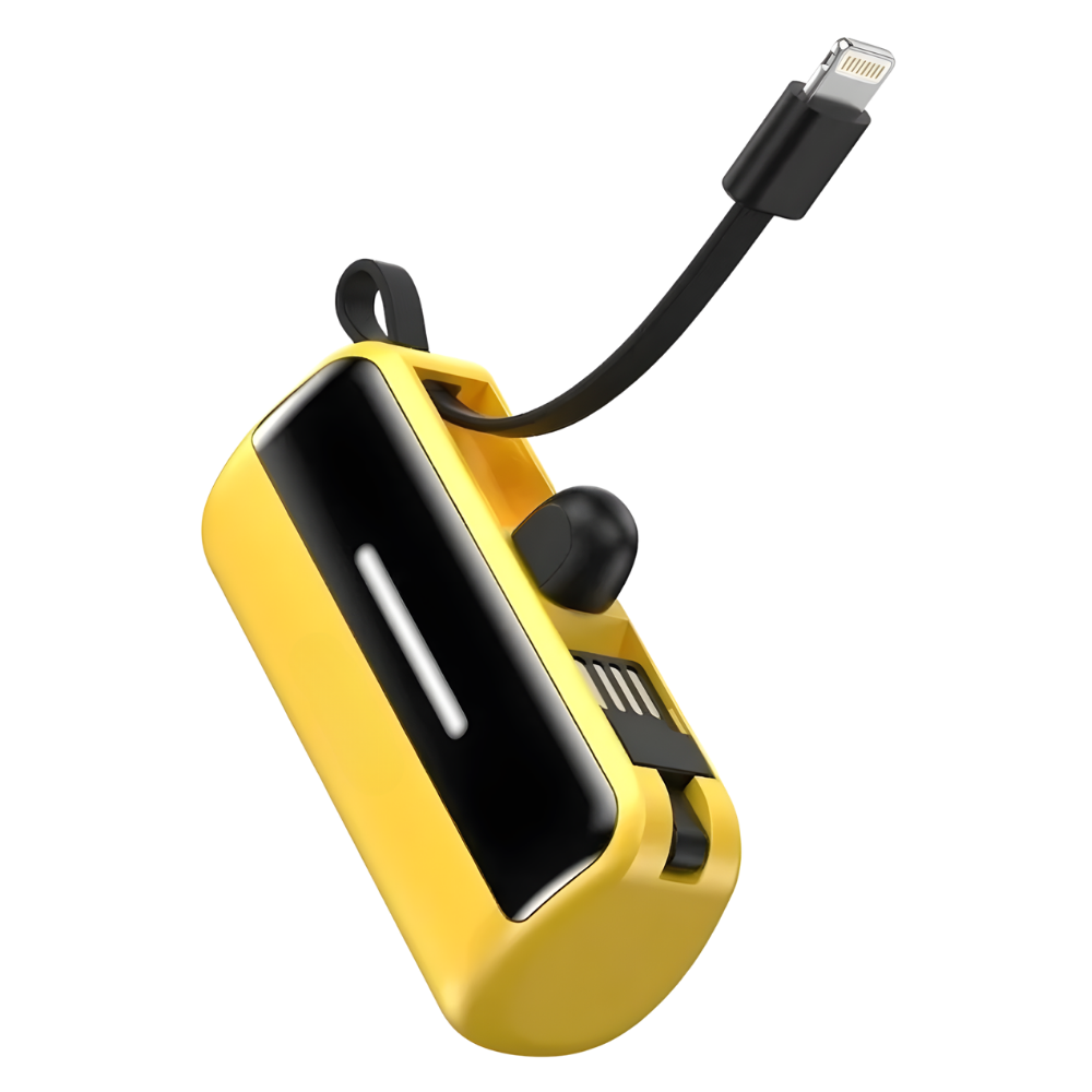 Effektiv och pålitlig mini-powerbank med stativ -Gul - Ozerty