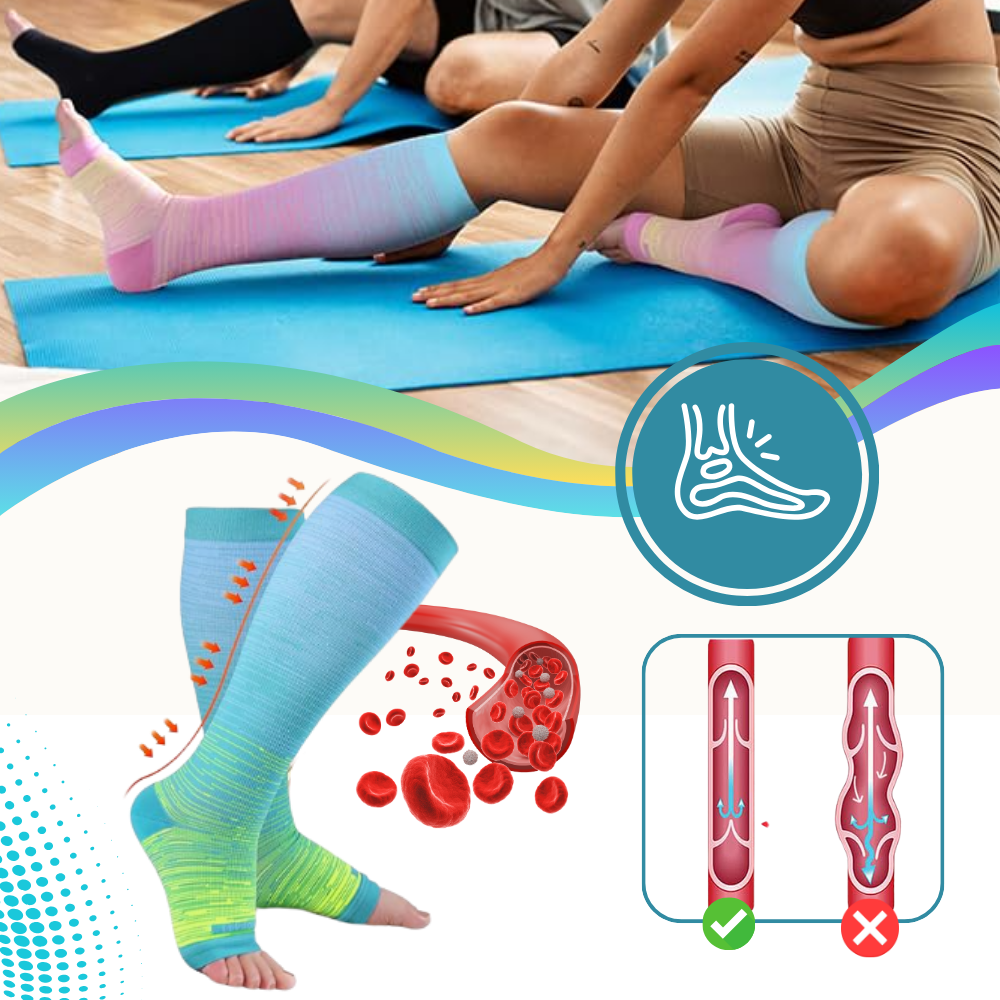 Elastiska kompressionsstrumpor med öppen tå - Ozerty