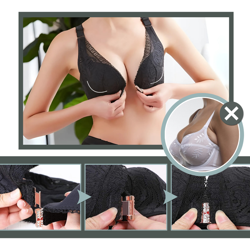 Elegant push-up-bh med spets och rosenmönster - Ozerty