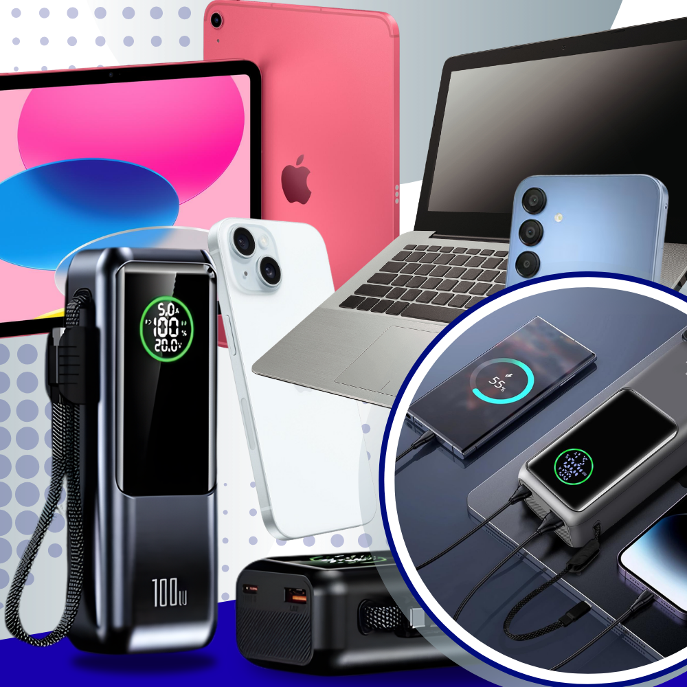 Snabb och pålitlig powerbank med inbyggd kabel  - Ozerty