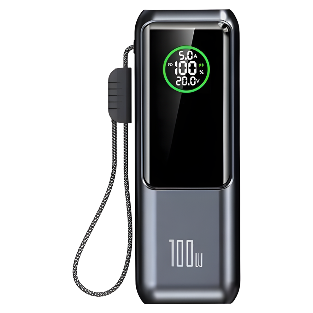 Snabb och pålitlig powerbank med inbyggd kabel  -Grå - Ozerty