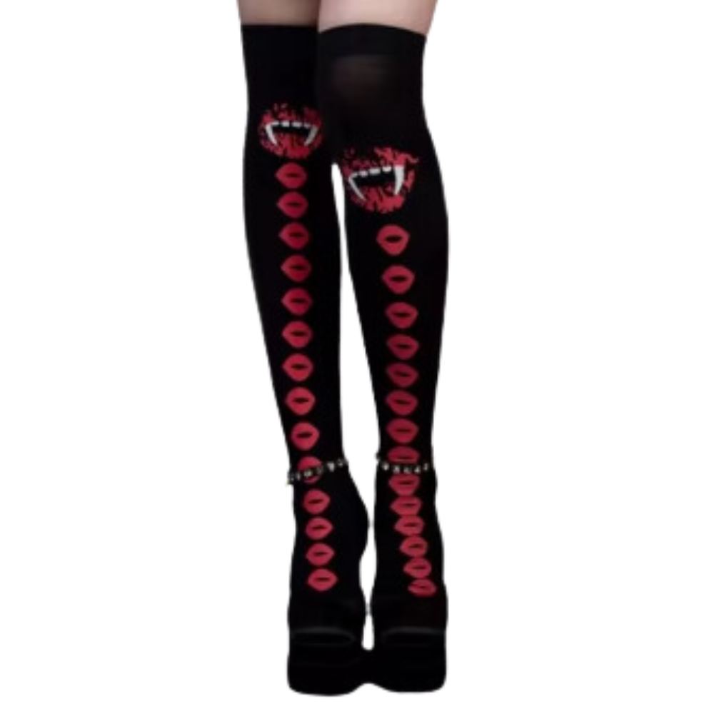 Halloween kompressionsstrumpor -Röd vampyr - Ozerty