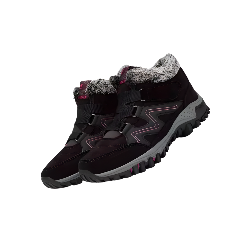 Fleecefodrade varma vinterskor -Svart Rosa - Ozerty