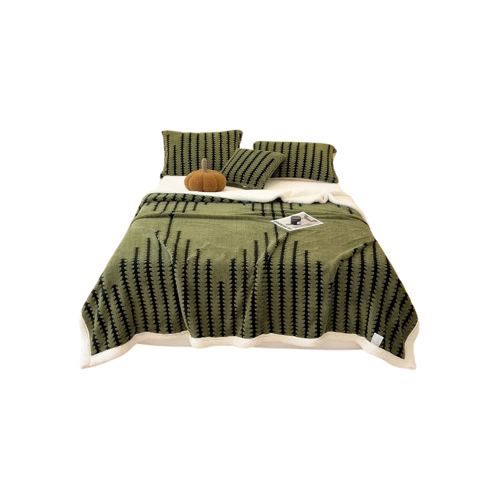 Fluffig Jacquard vinterfilt -Grön - Ozerty