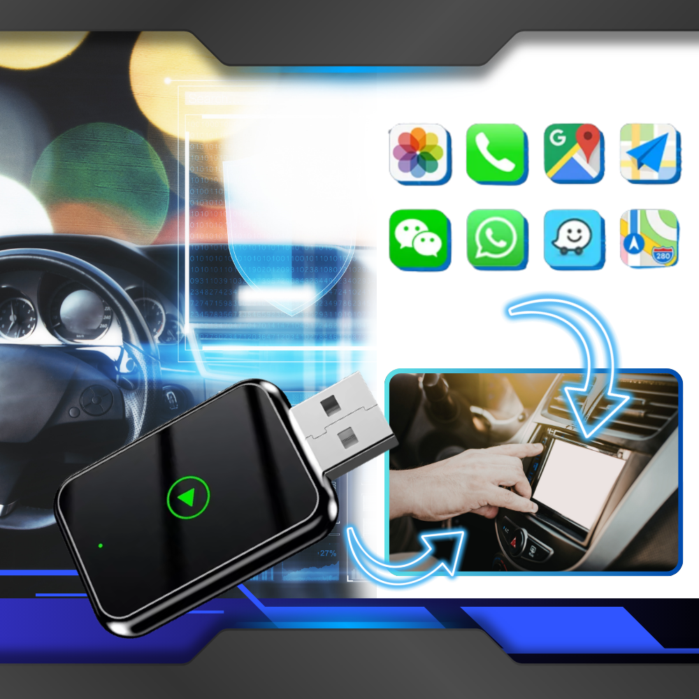 Praktisk adapter för trådlös CarPlay - Ozerty