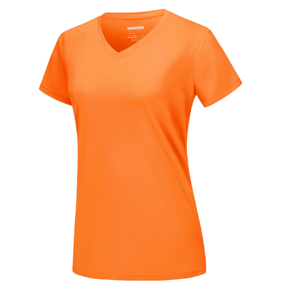 Kylande T-shirts med v-ringning för kvinnor -Orange - Ozerty