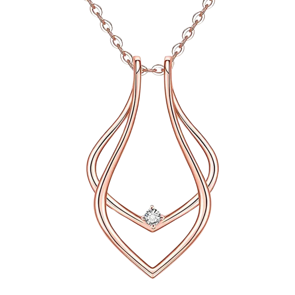 Minimalistiskt halsband med ringhållare -Roséguld - Ozerty