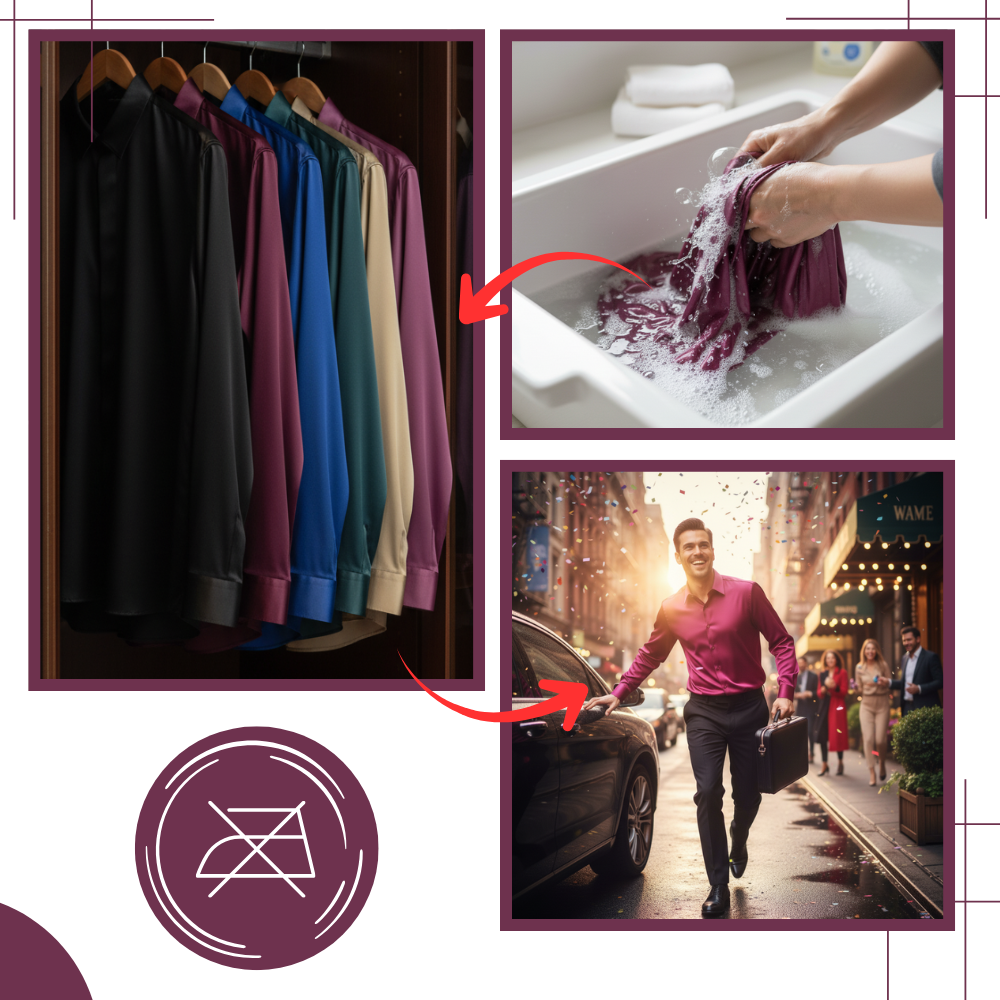 Strykfri skjorta för herr i sidenmix - Ozerty