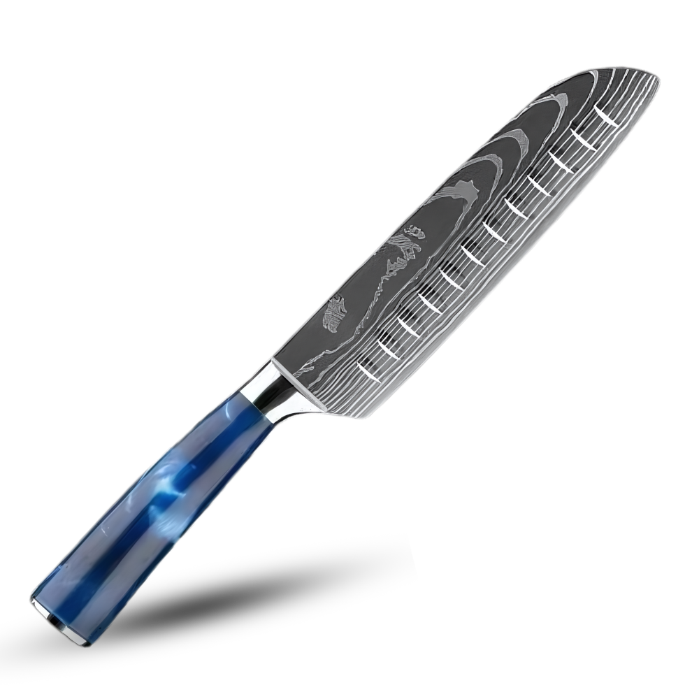 Japanska knivar i Ocean Blue-serien -Santoku-kniv 17 cm - Ozerty