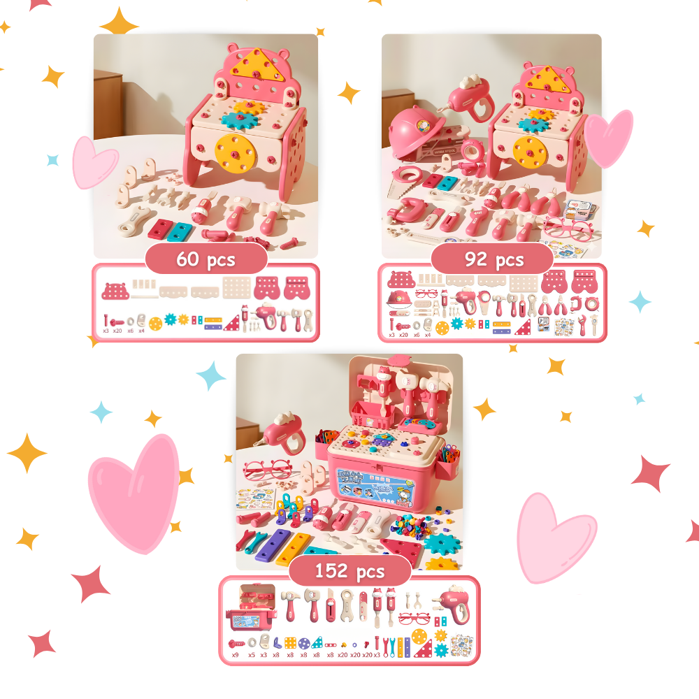 Skruvpussel med verktygslåda för barn - Ozerty