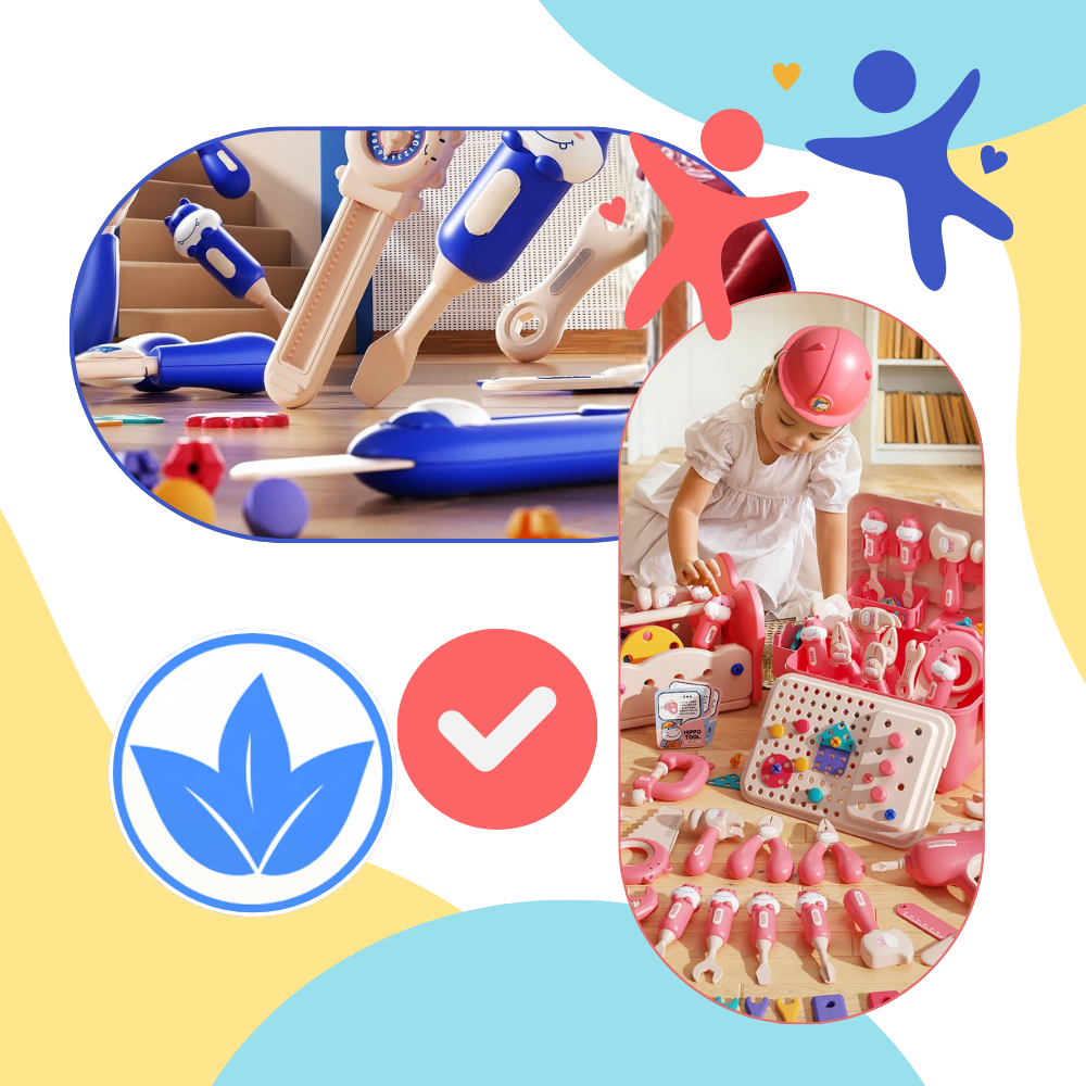 Skruvpussel med verktygslåda för barn - Ozerty