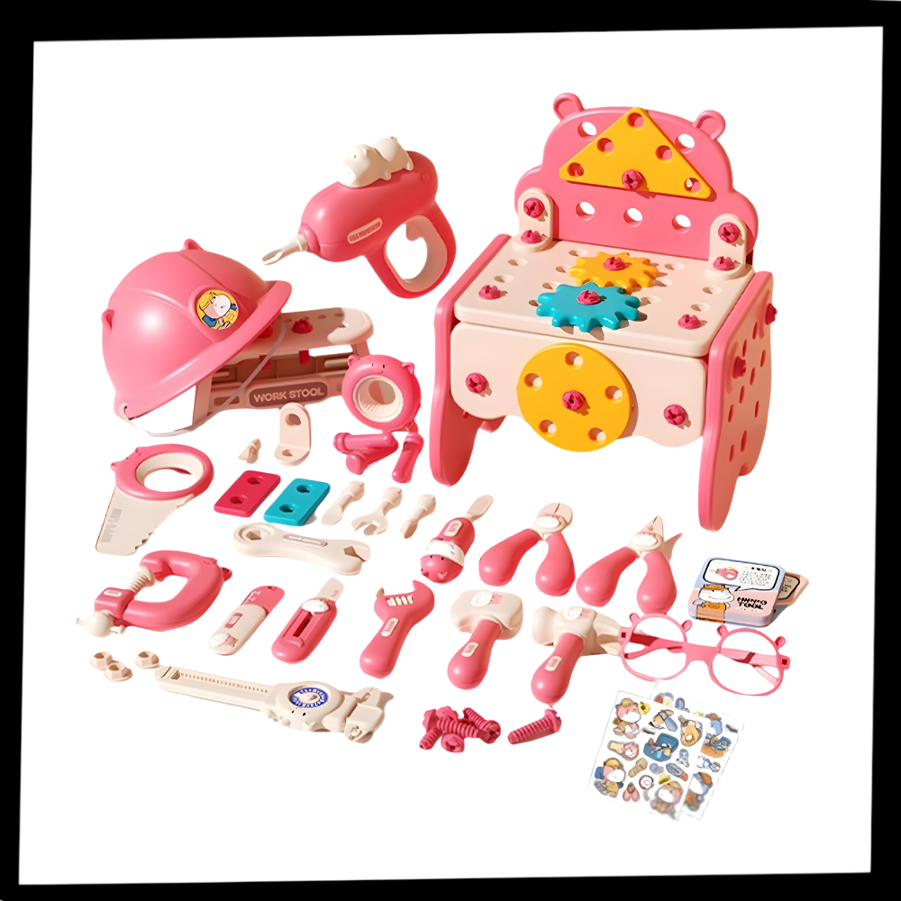 Skruvpussel med verktygslåda för barn - Ozerty