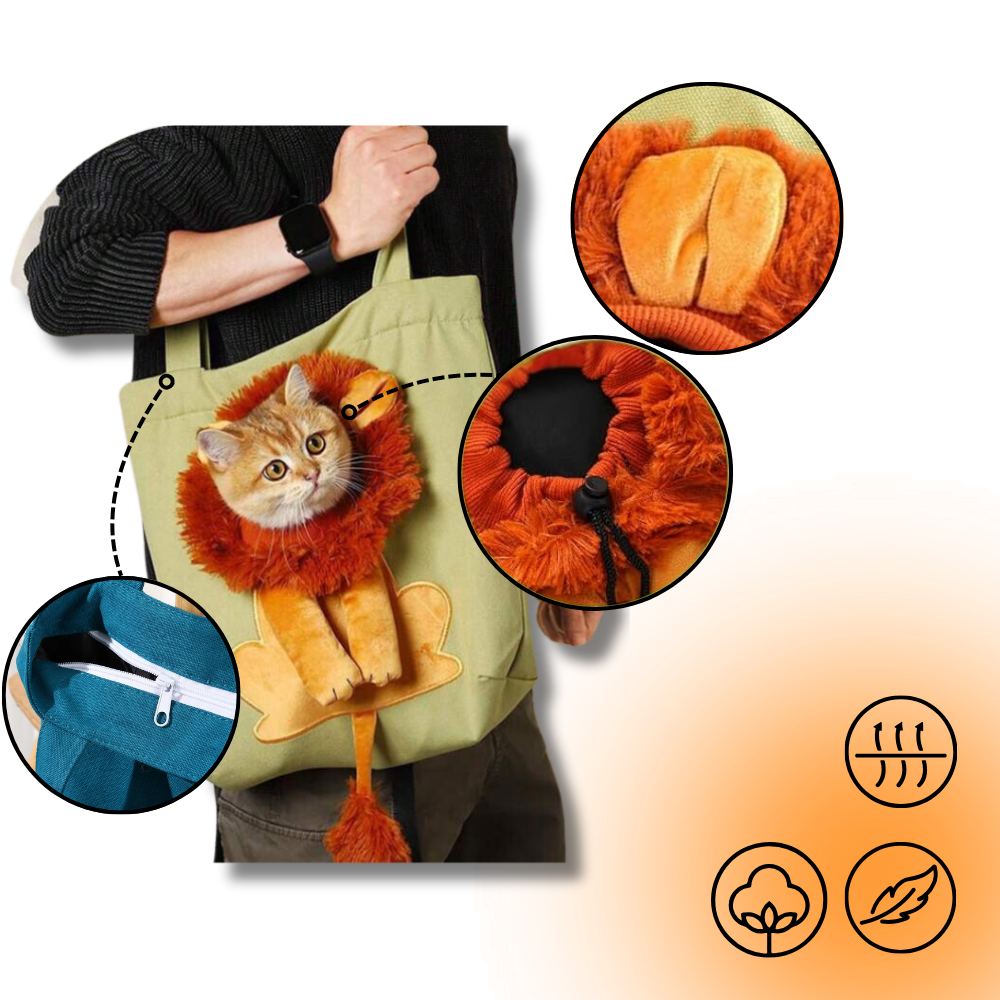 Mjuk och andningsbar lejon-kattväska - Ozerty