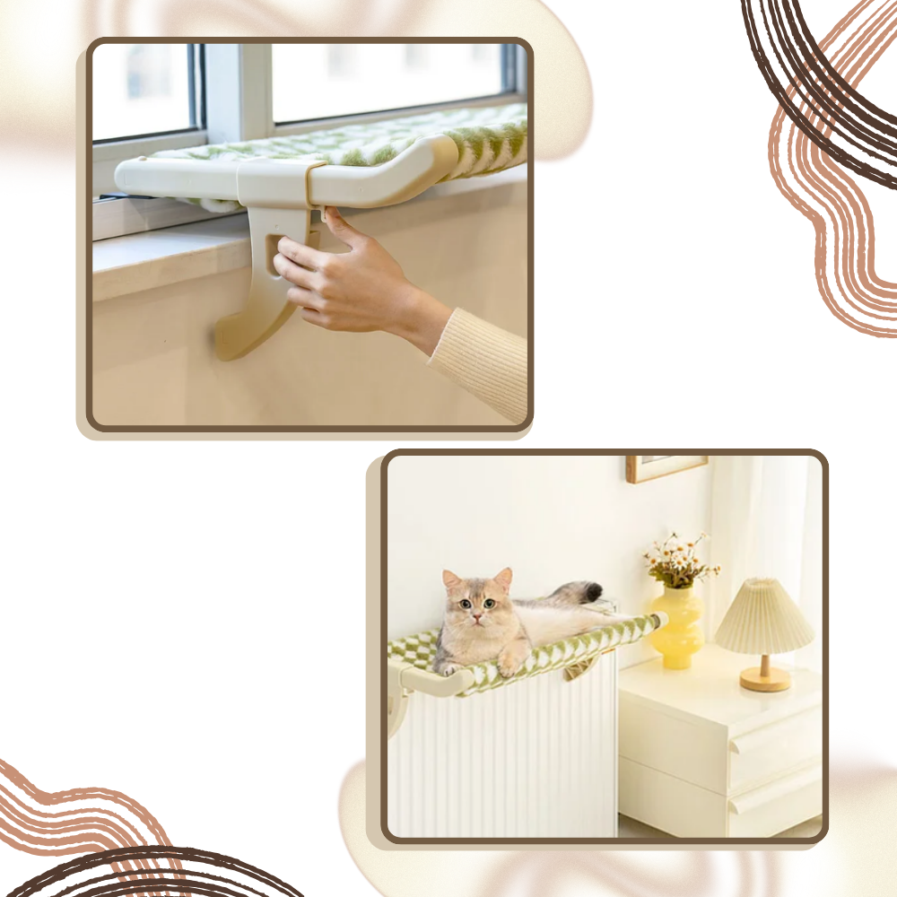 Verktygsfri kattbädd och sittpinne för fönster - Ozerty