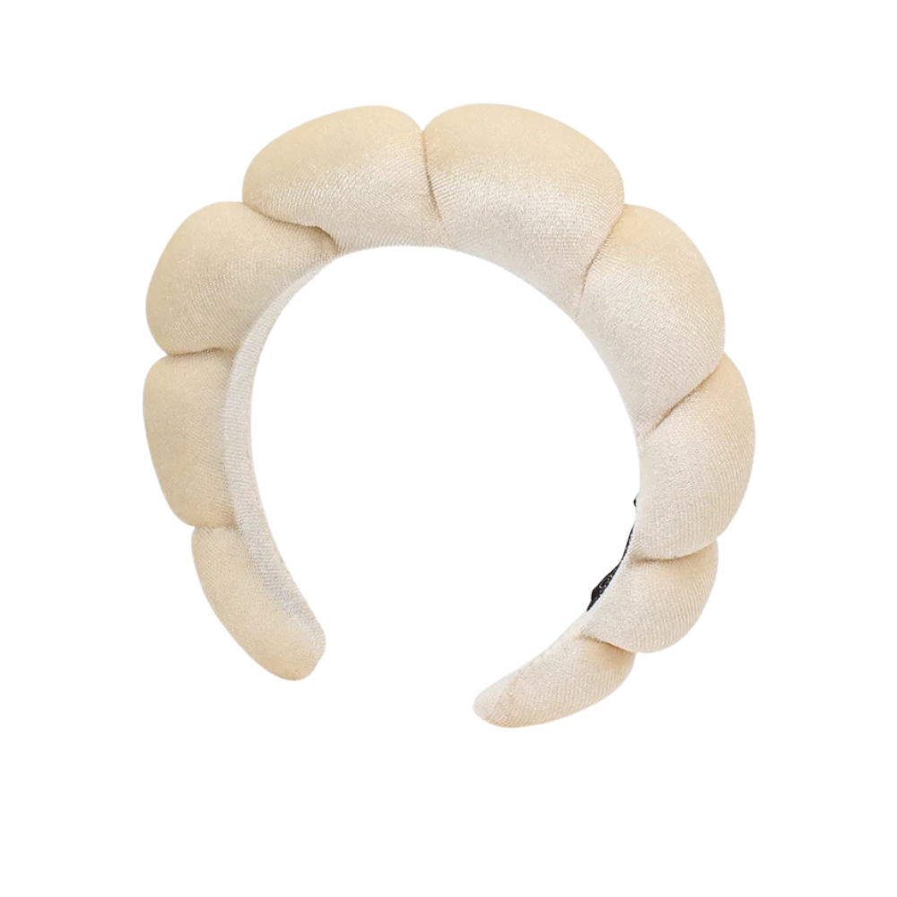 Pannband i sammet för hudvård -Champagne - Ozerty