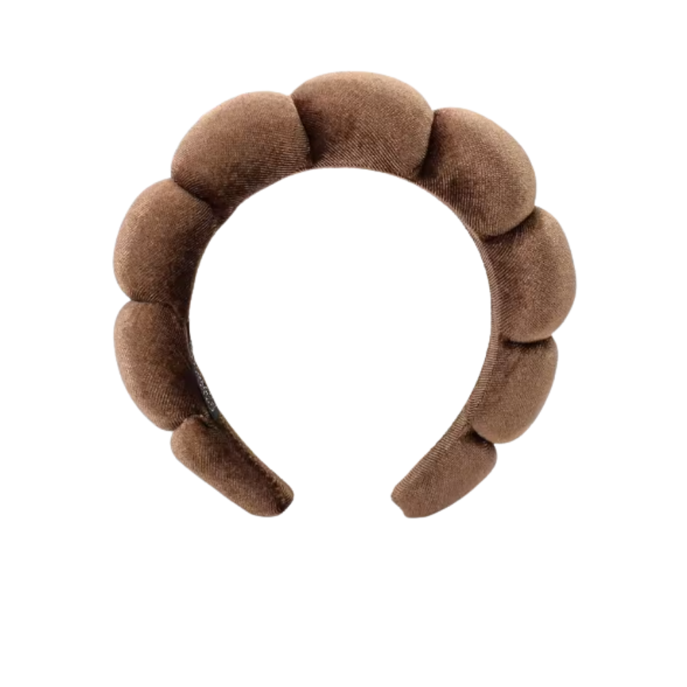 Pannband i sammet för hudvård -Kaffe - Ozerty