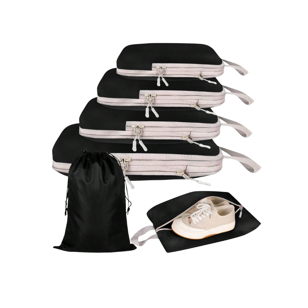 Zip Kompressions Bagageorganiserar -Svart - Ozerty