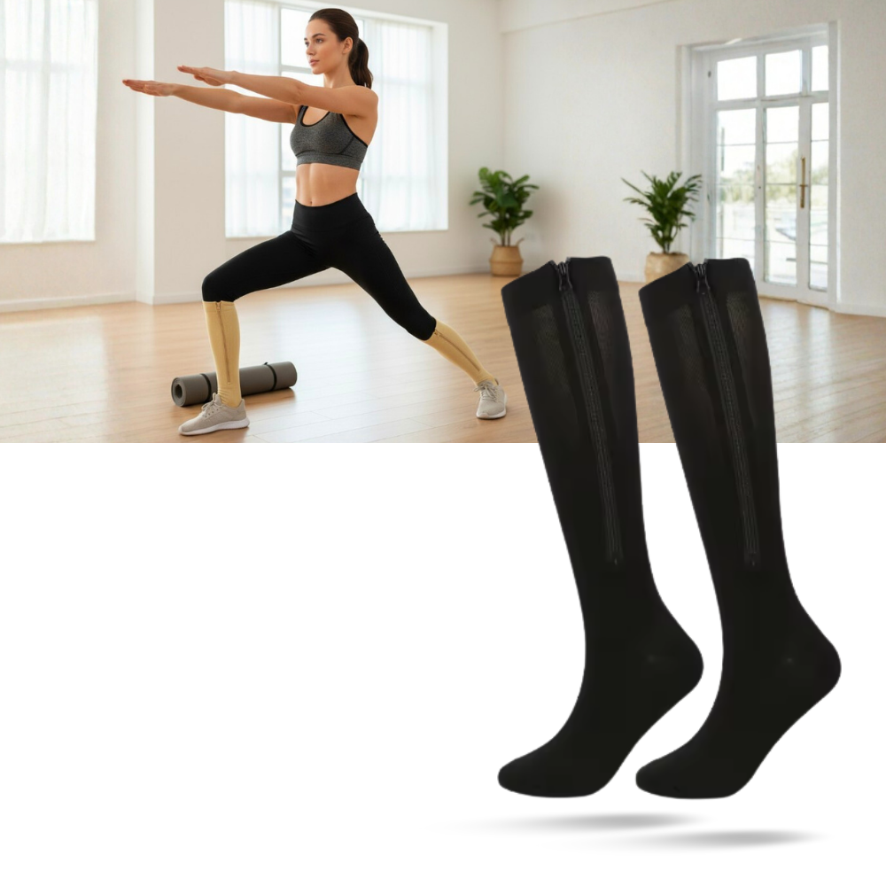 Kompressionsstrumpor med dragkedja upp till knäet - Ozerty