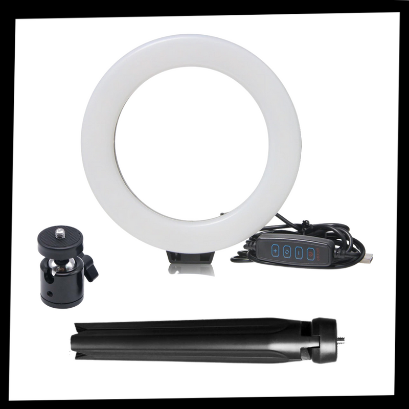 16 cm ring med LED-ljus och stativ - Ozerty