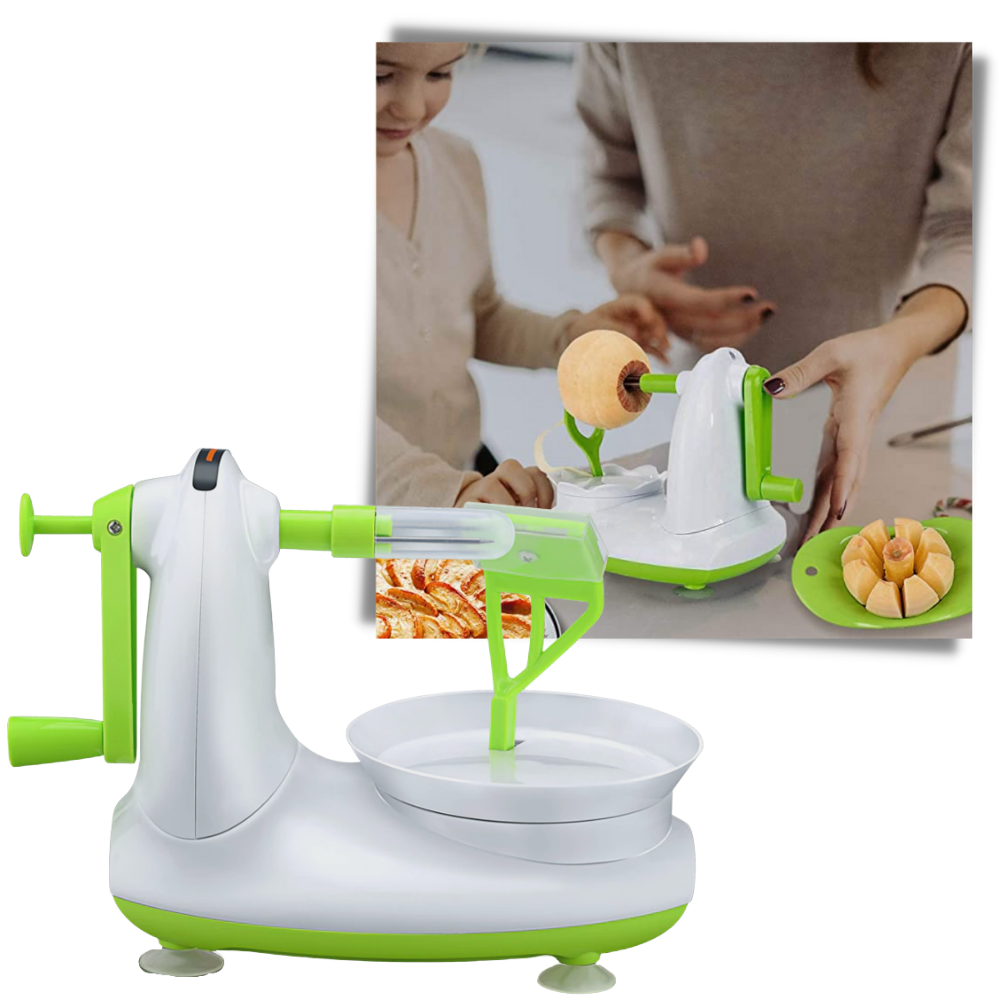 Hand cranked fruit peeler