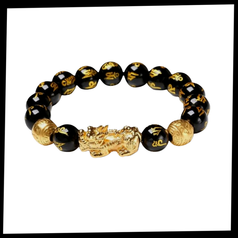 Armband i svart och guld obsidian - Ozerty