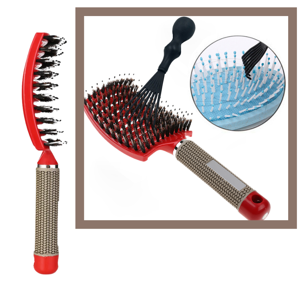 Massagerande hårborste med vildsvinsborst - Ozerty