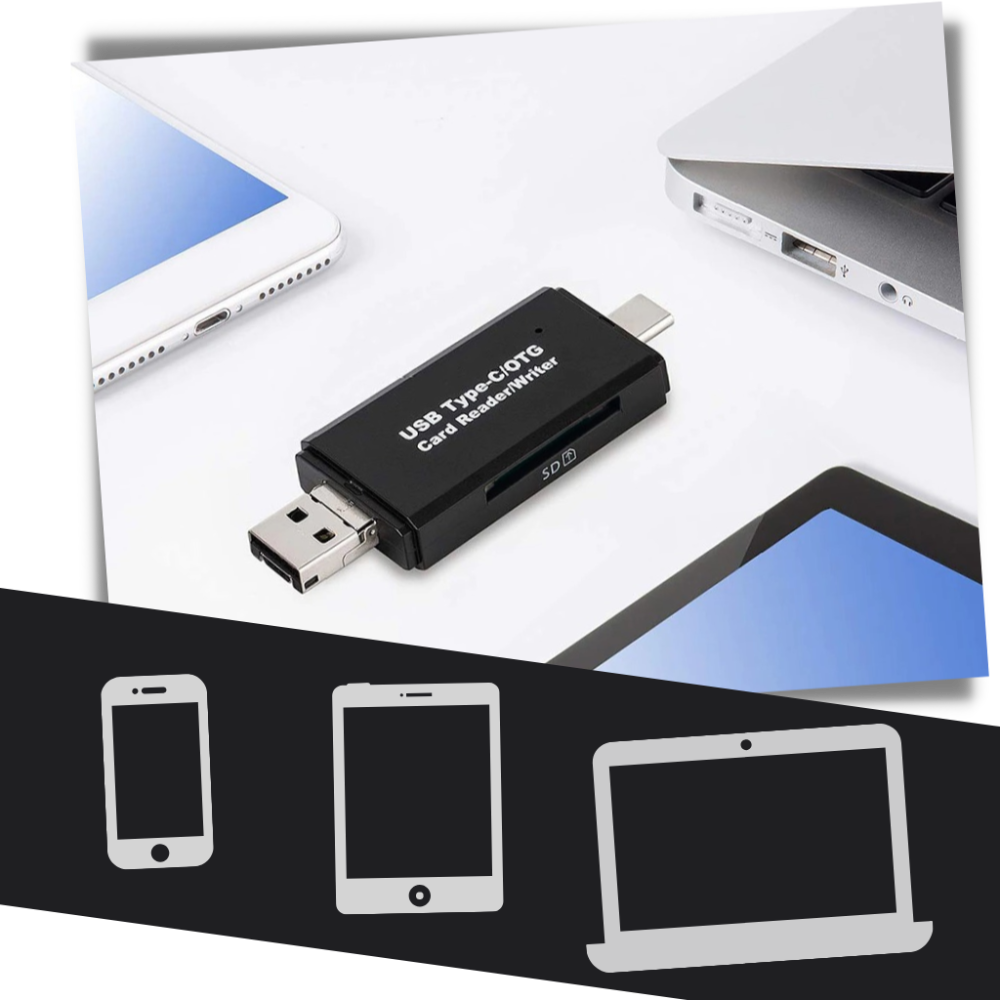 3 i 1 USB minneskortläsare - Ozerty