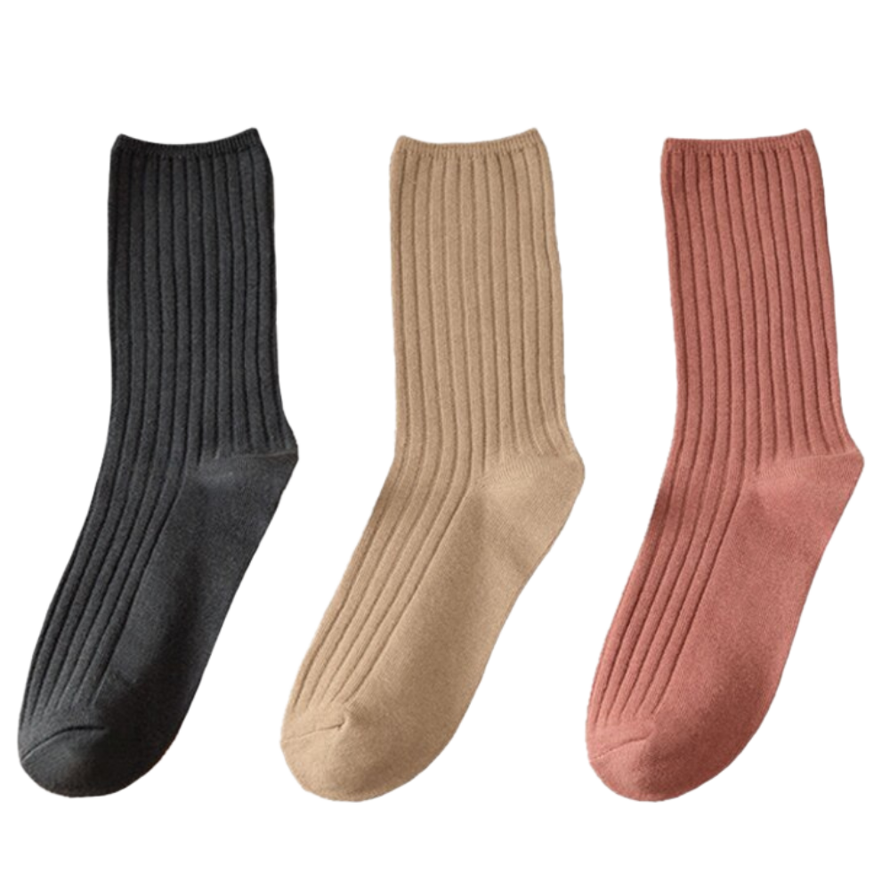 3 pairs of ribbed cotton socks for women