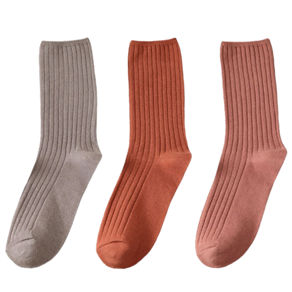3 pairs of ribbed cotton socks for women