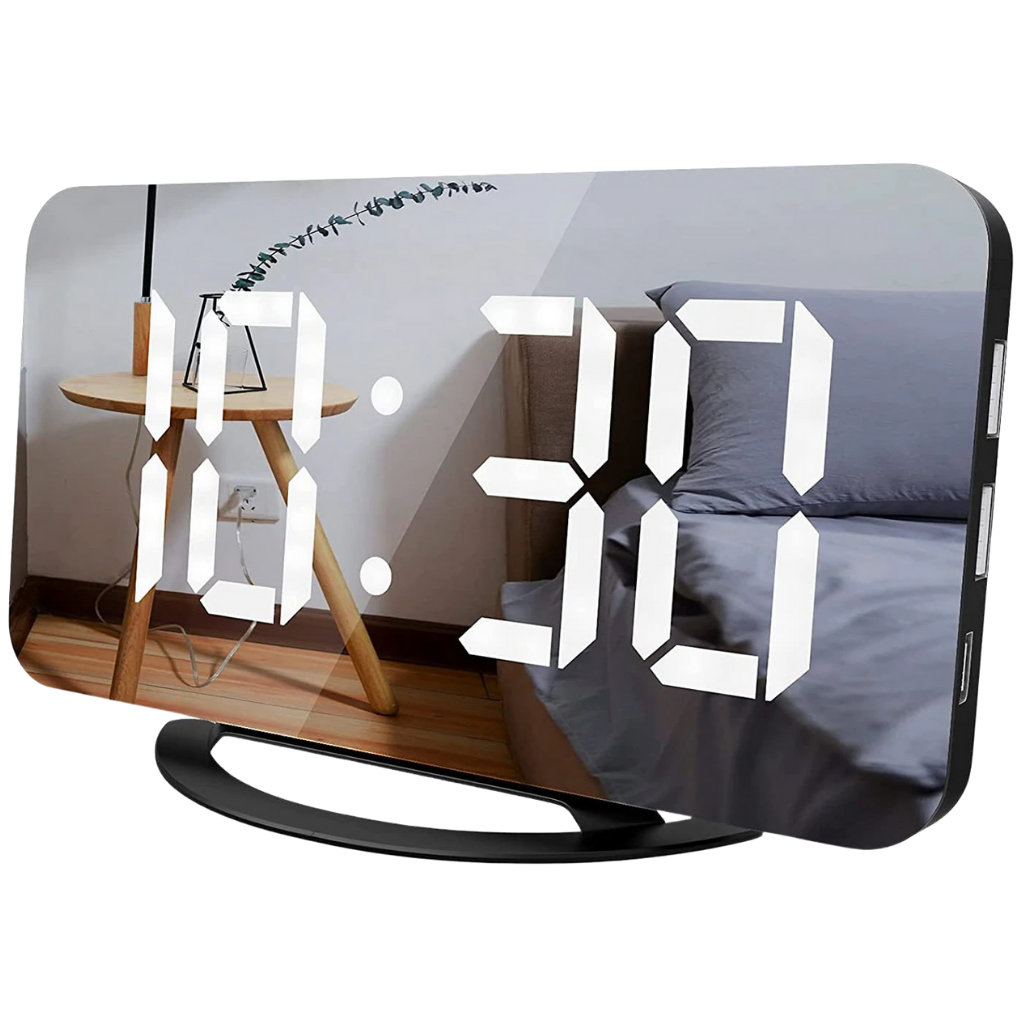 Spegel med digital väckarklocka - Ozerty