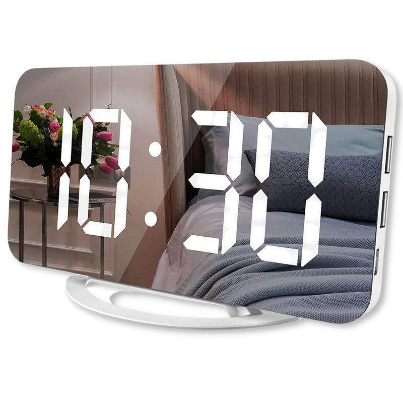 Spegel med digital väckarklocka - Ozerty