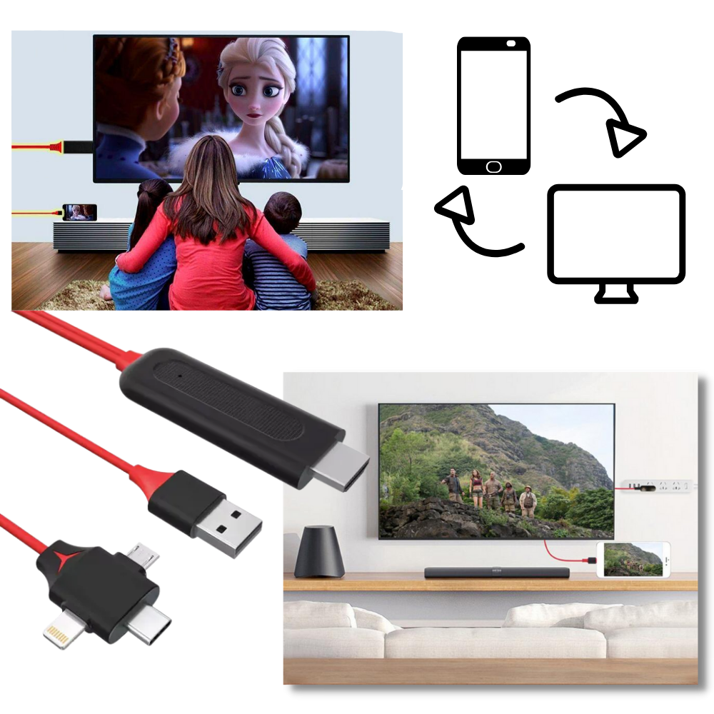 HDMI-adapterkabel för telefoner och surfplattor - Ozerty