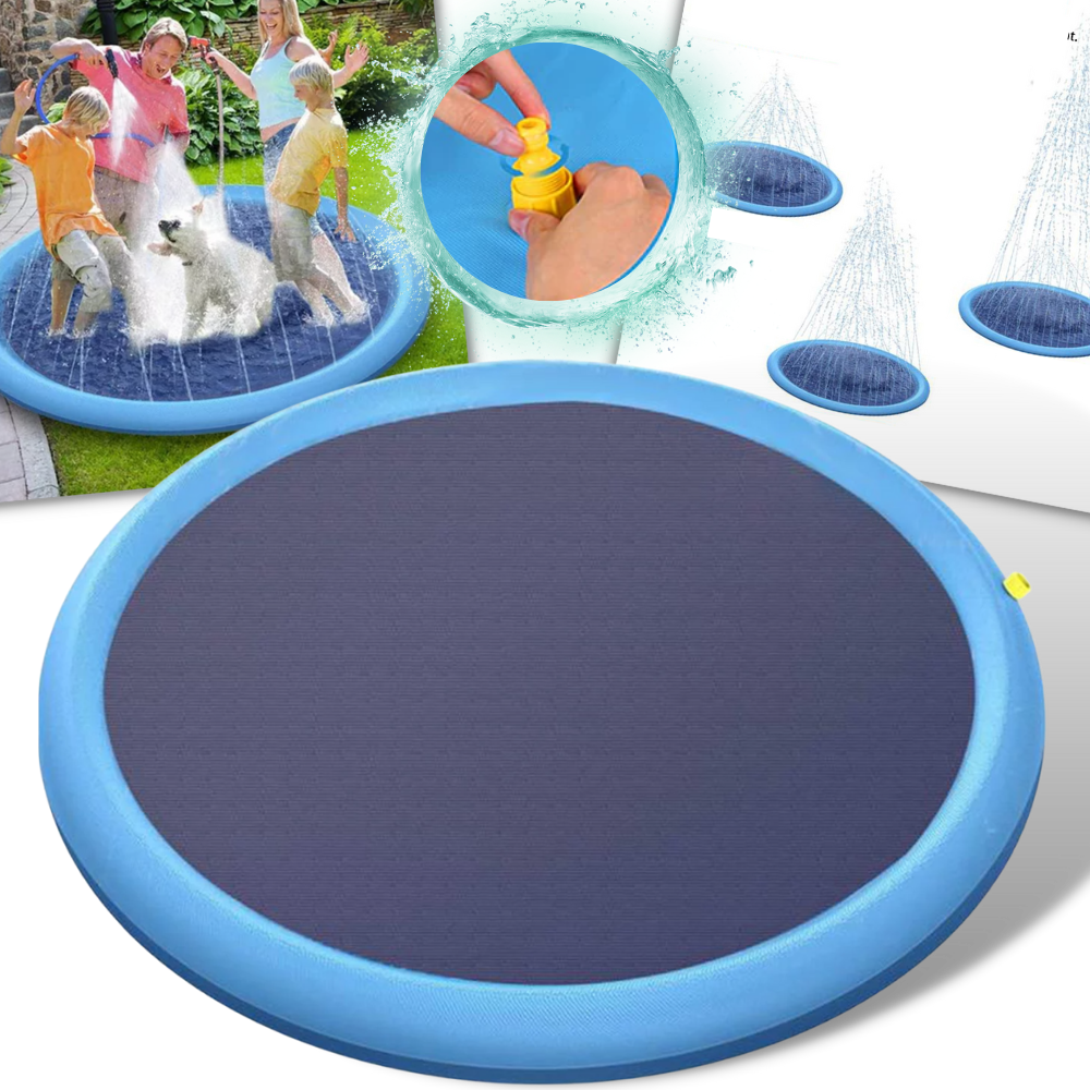 Pool with sprinklers for pets and children