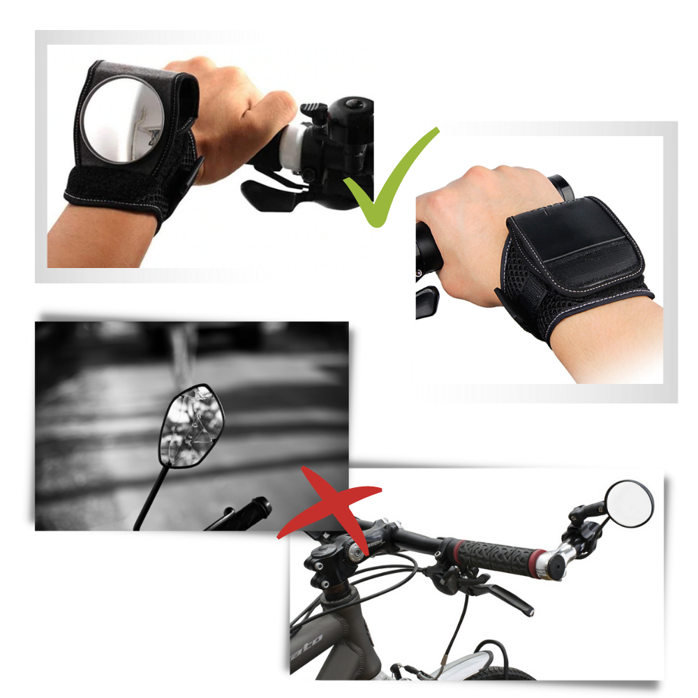 Rear view mirror on wrist for cycling